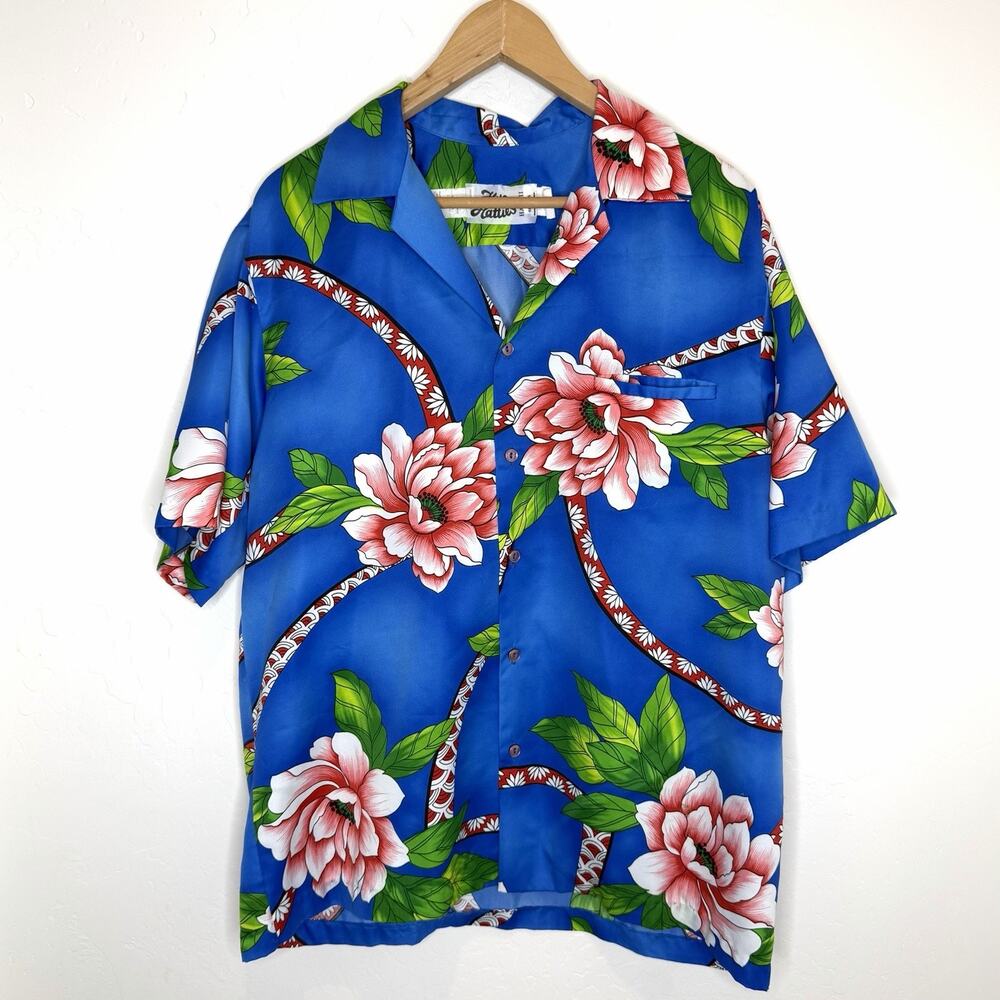 Vintage Hilo Hatties Button Up Hawaiian Shirt Men’s XL Blue